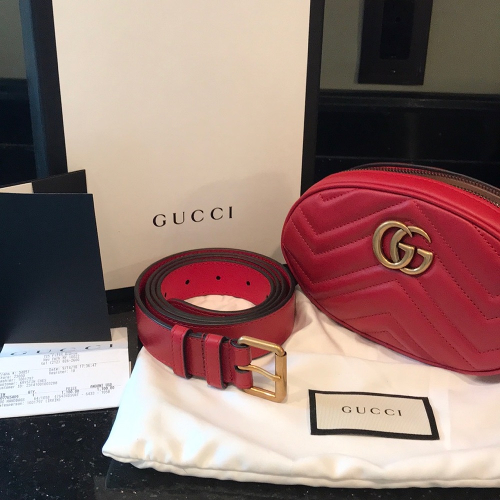 Gucci Marmont Matelasse leather belt bag (105)